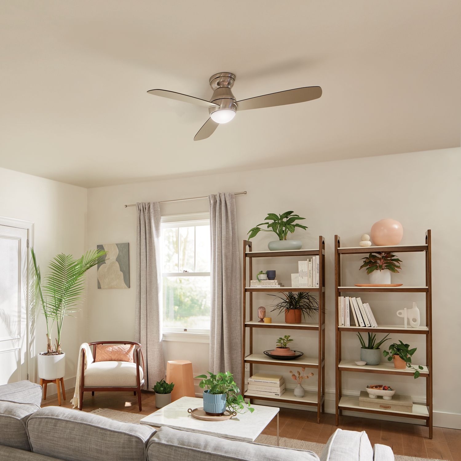 54" Kichler Bead Brushed Stainless Steel LED Ceiling Fan in scene