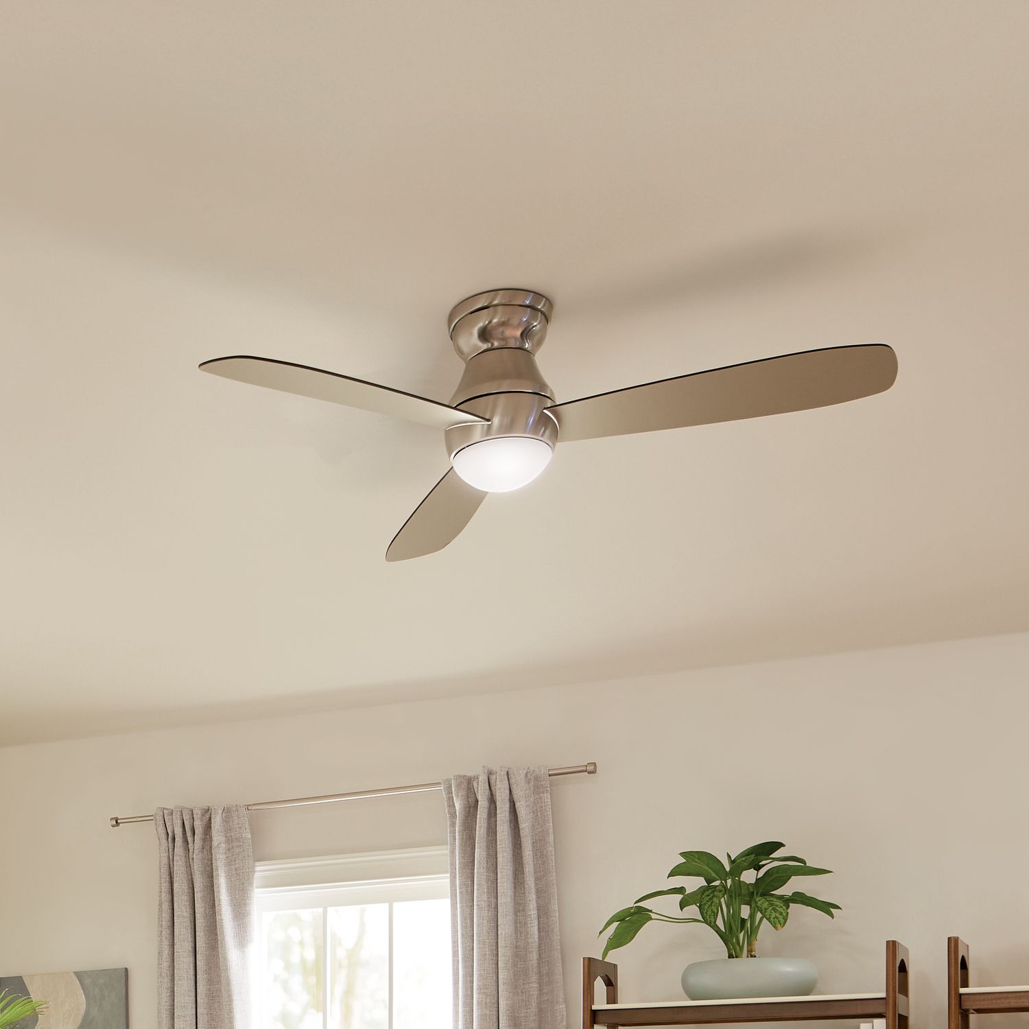 54" Kichler Bead Brushed Stainless Steel LED Ceiling Fan in scene
