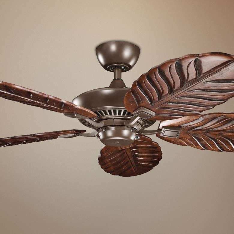 Image 1 54" Kichler Canfield Climates™ Mocha Wood Ceiling Fan