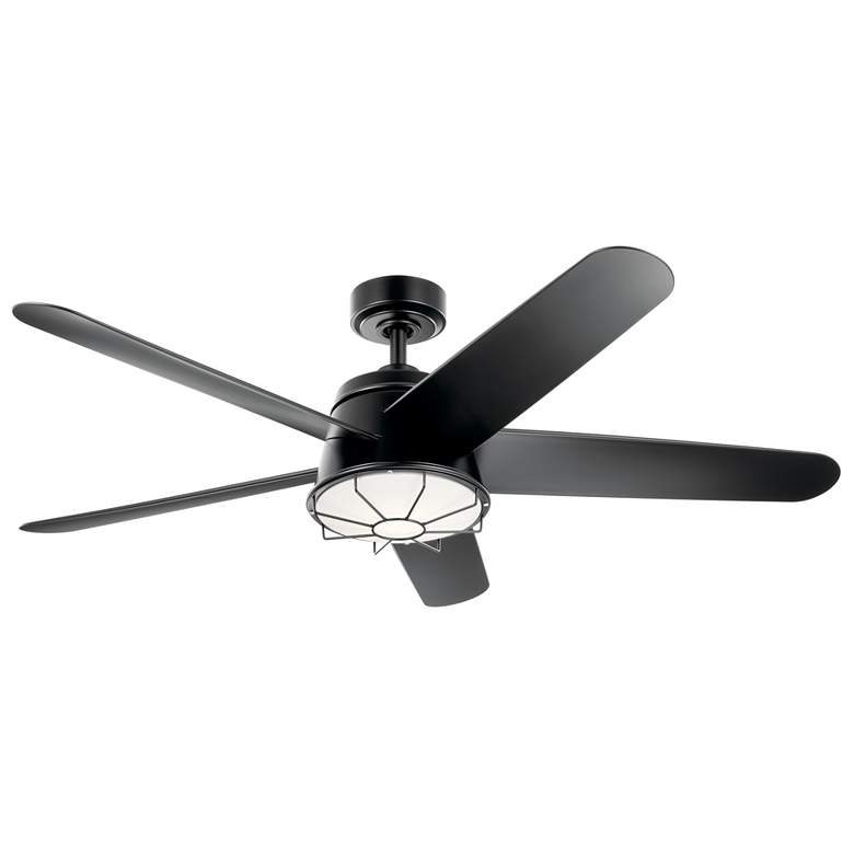 Image 2 54" Kichler Daya Satin Black Damp Rated LED Ceiling Fan with Remote
