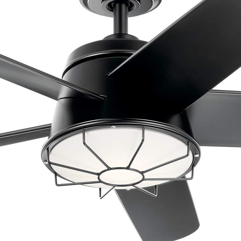 Image 3 54" Kichler Daya Satin Black Damp Rated LED Ceiling Fan with Remote more views