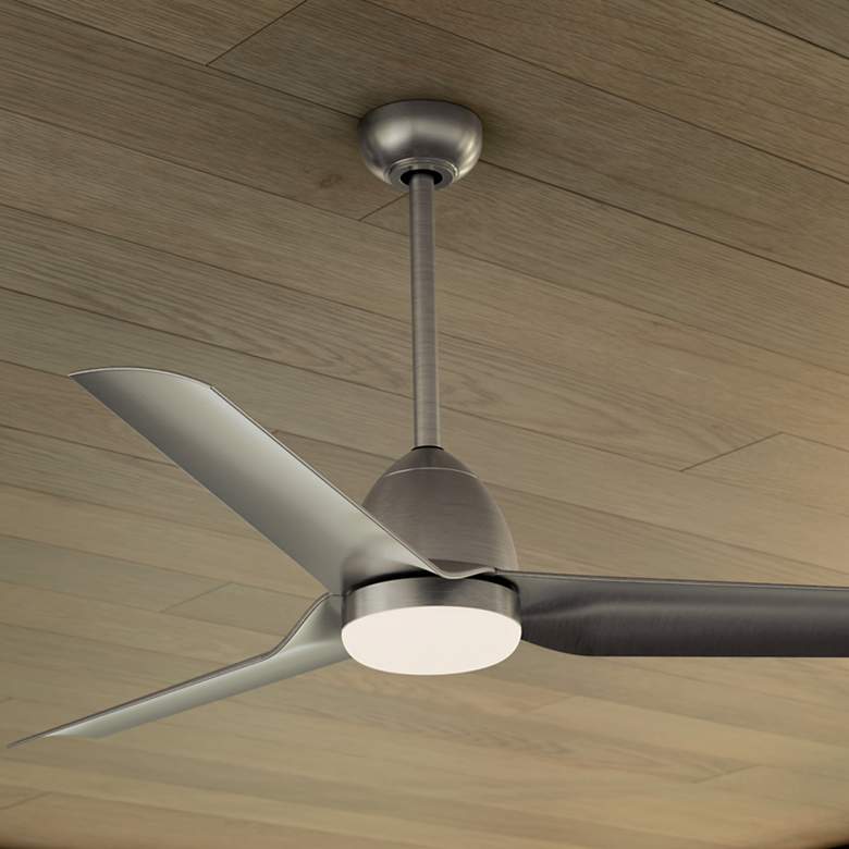 Image 1 54" Kichler Fit Brushed Nickel LED Outdoor Ceiling Fan with Remote