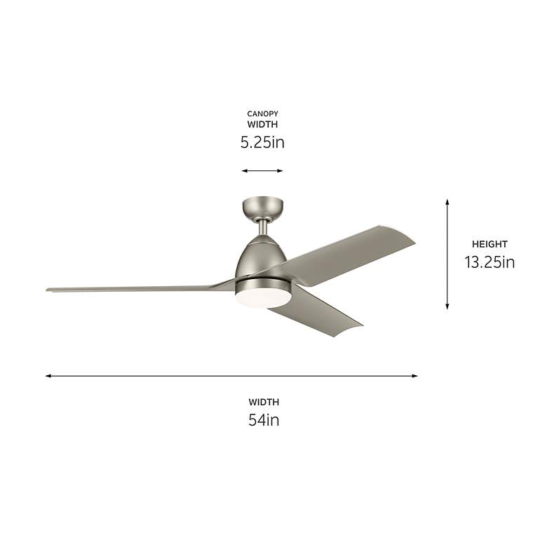 Image 7 54" Kichler Fit Brushed Nickel LED Outdoor Ceiling Fan with Remote more views