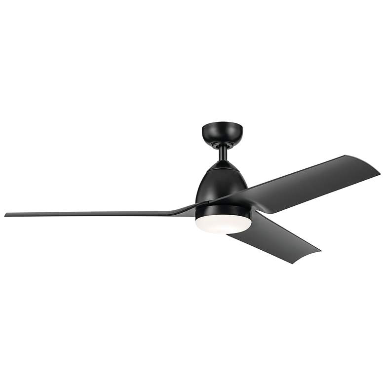 Image 3 54" Kichler Fit Satin Black LED Outdoor Ceiling Fan with Remote