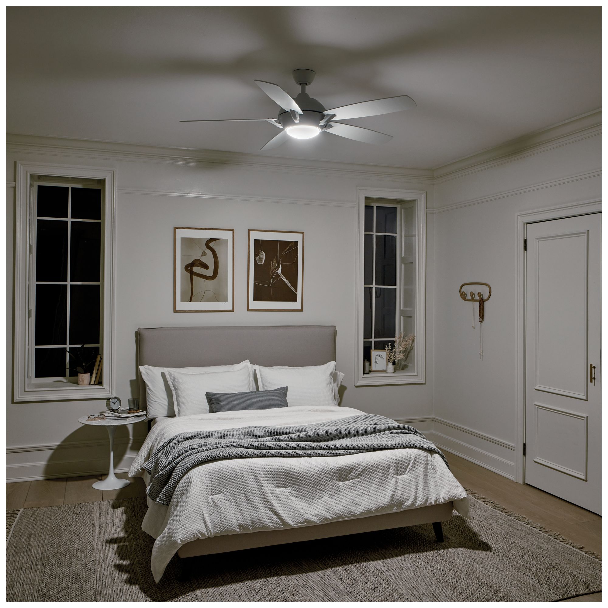 54" Kichler Geno Matte White LED Ceiling Fan with Remote