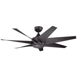 54&quot; Kichler Lehr II Climates Black Outdoor Ceiling Fan with Remote