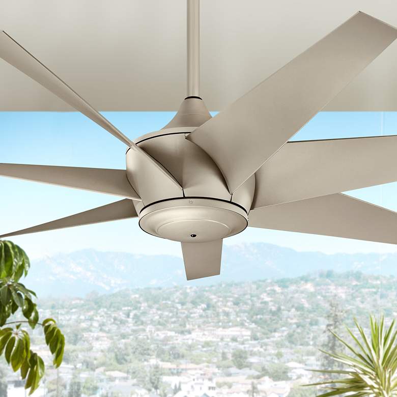 Image 1 54 inch Kichler Lehr II Climates Silver Wet Rated Outdoor Fan with Remote