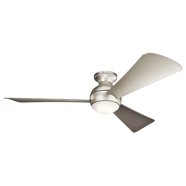 Image 2 54 inch Kichler Sola Nickel Wet Rated LED Hugger Fan with Wall Control