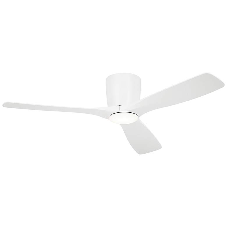 Image 1 54 inch Kichler Volos Matte White Hugger LED Ceiling Fan with Wall Control