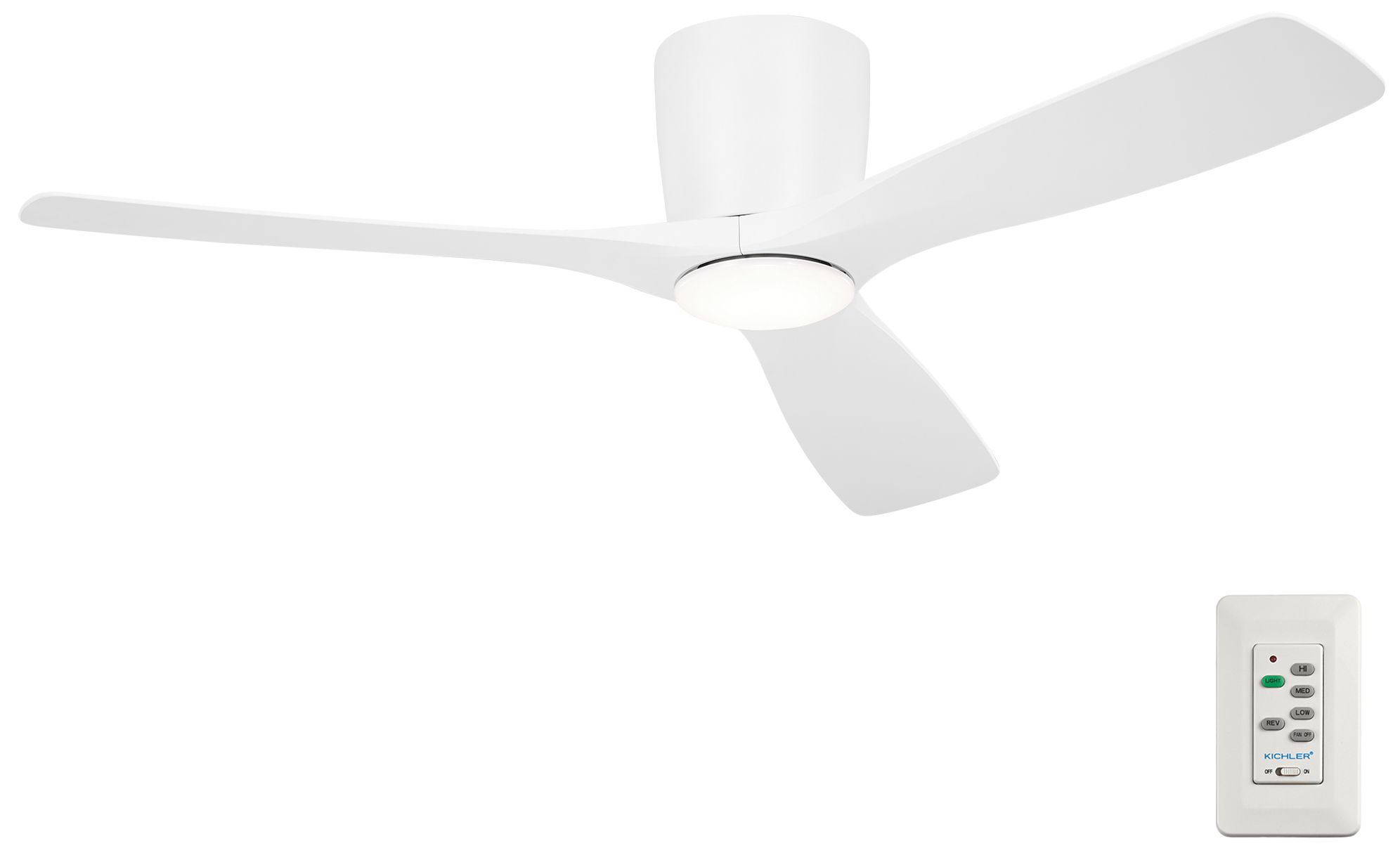 54" Kichler Volos Matte White LED Hugger Ceiling Fan