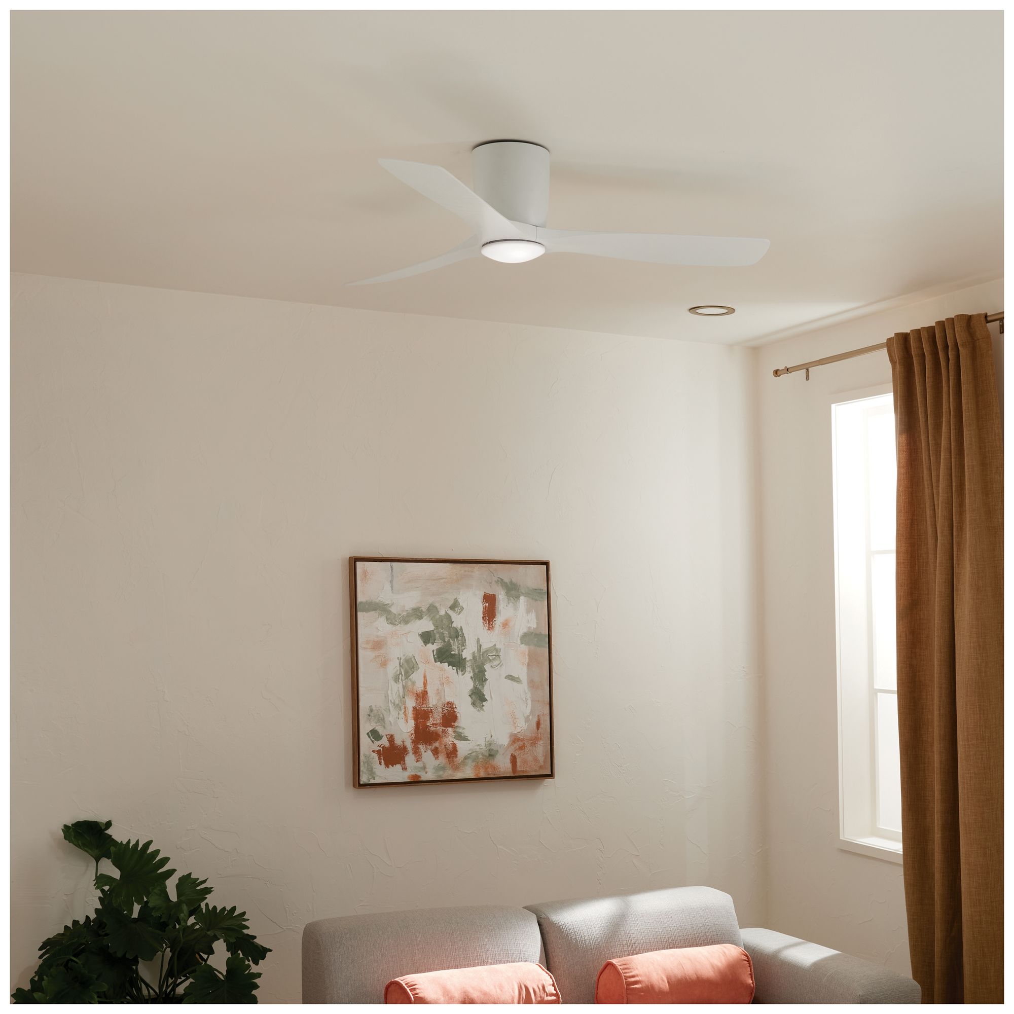 54" Kichler Volos Matte White LED Hugger Ceiling Fan