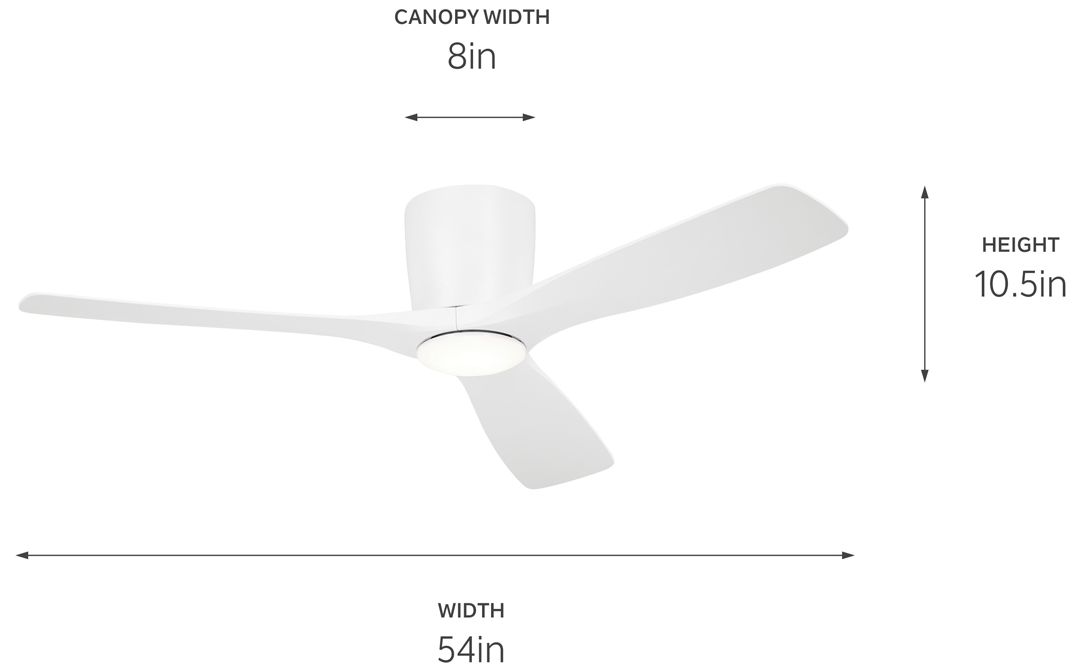 54" Kichler Volos Matte White LED Hugger Ceiling Fan