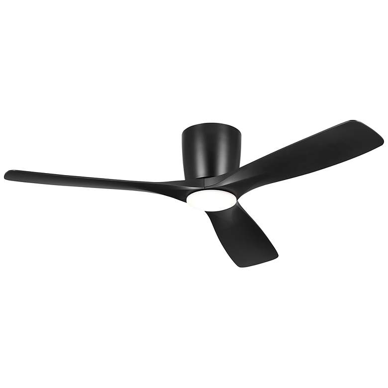 Image 1 54" Kichler Volos Satin Black Hugger LED Ceiling Fan with Wall Control