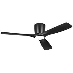 54&quot; Kichler Volos Satin Black Hugger LED Ceiling Fan with Wall Control