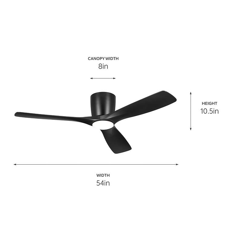 Image 4 54" Kichler Volos Satin Black Hugger LED Ceiling Fan with Wall Control more views