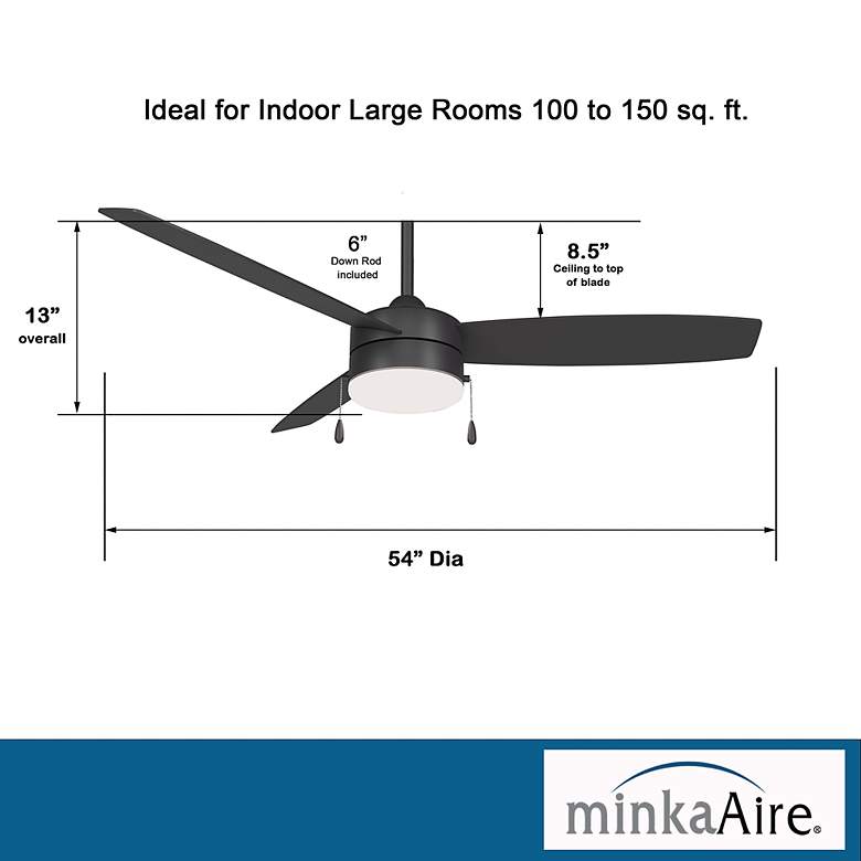 Image 5 54 inch Minka Aire Airetor III Coal Finish LED Ceiling Fan with Pull Chain more views