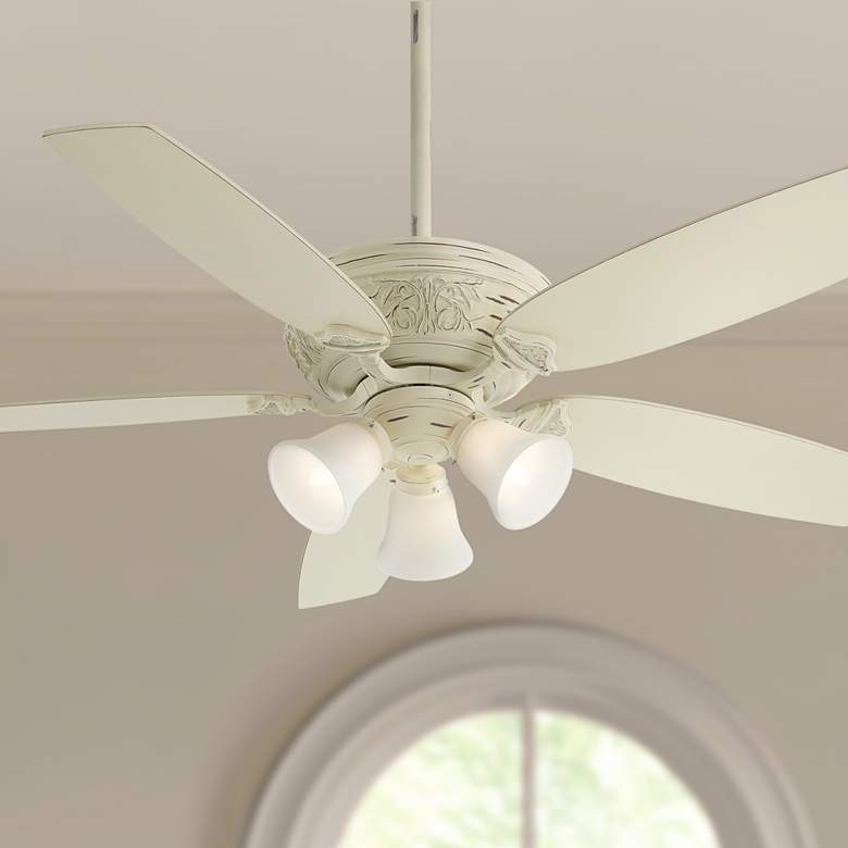 Image 1 54 inch Minka Aire Classica Provencal Blanc LED Ceiling Fan with Remote