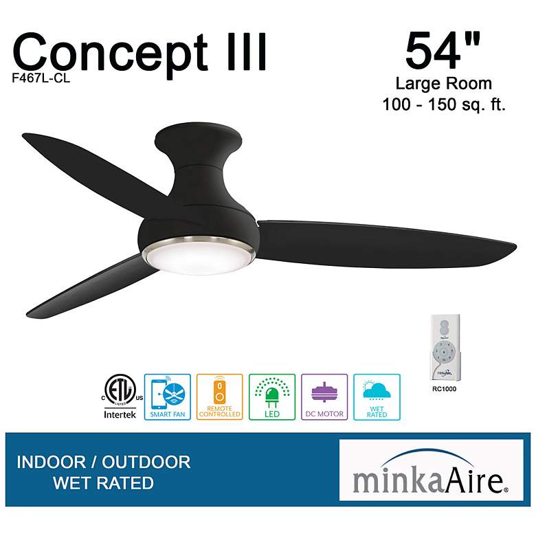 Image 7 54" Minka Aire Concept III Coal LED Wet Hugger Smart Ceiling Fan more views