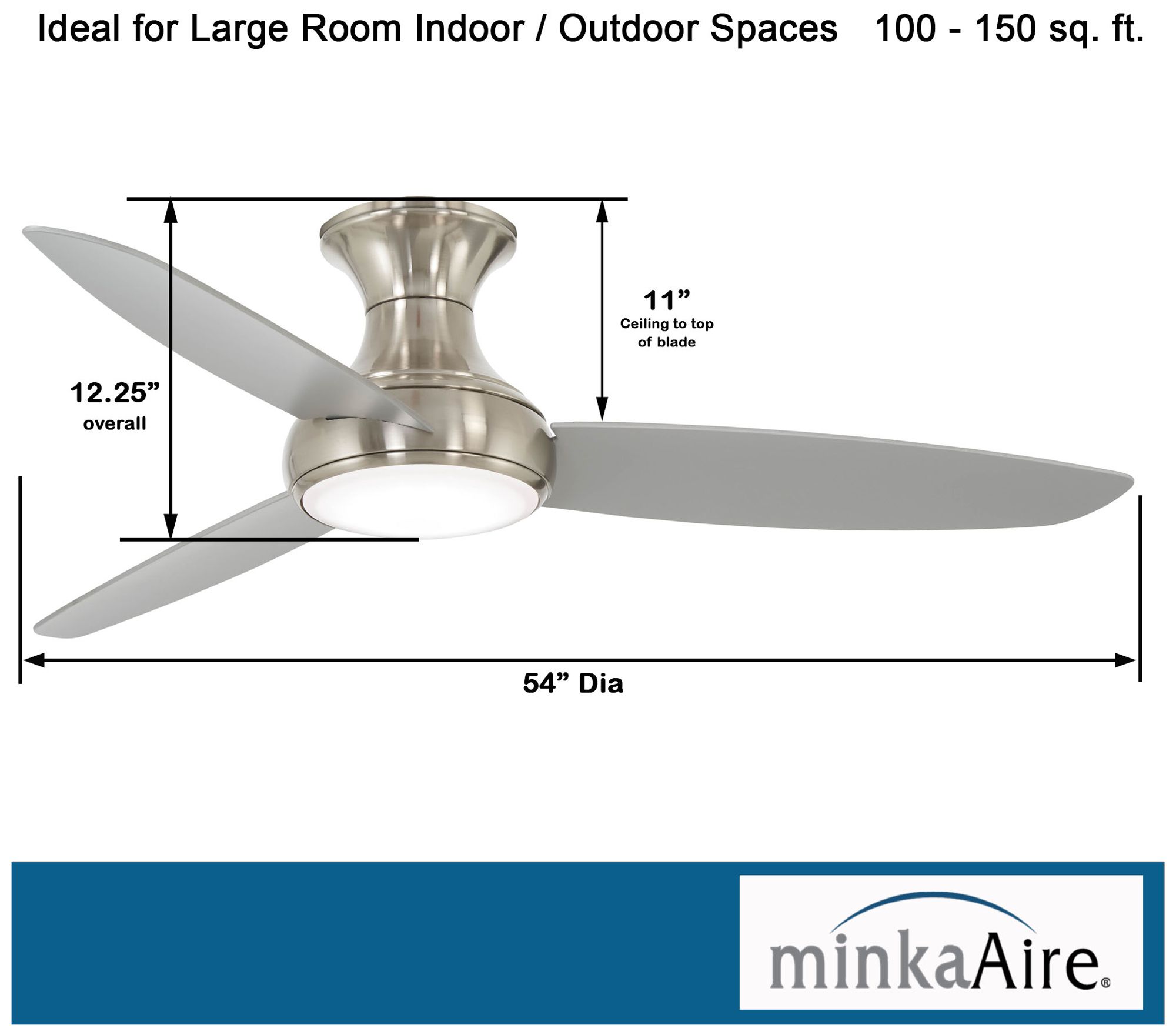 54" Minka Aire Concept III Nickel Hugger Wet LED Smart Ceiling Fan