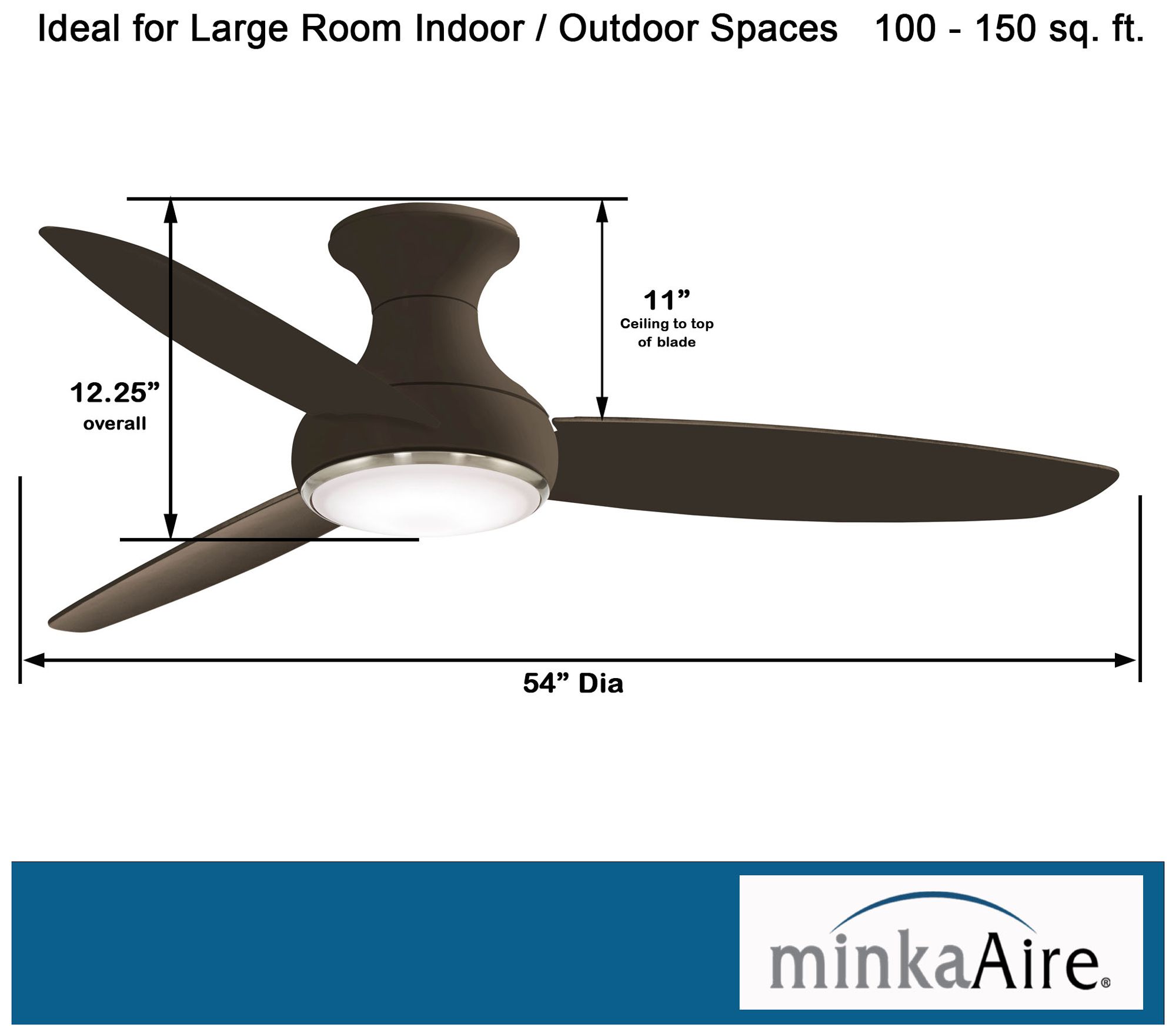 54" Minka Aire Concept III Oiled Bronze Wet Hugger Smart Ceiling Fan