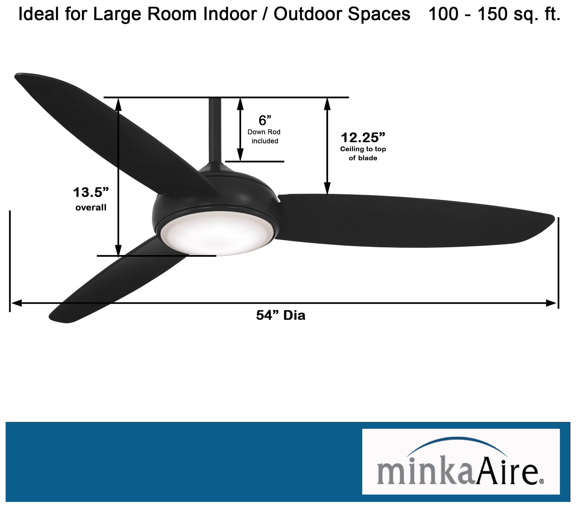 54" Minka Aire Concept IV Coal LED Wet Rated Smart Ceiling Fan