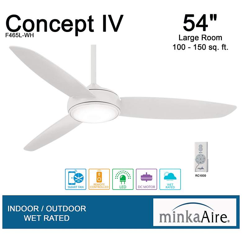 Image 4 54" Minka Aire Concept IV LED Wet Rated White Finish Smart Ceiling Fan more views