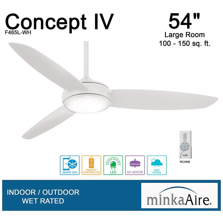 Image 4 54 inch Minka Aire Concept IV LED Wet Rated White Finish Smart Ceiling Fan more views