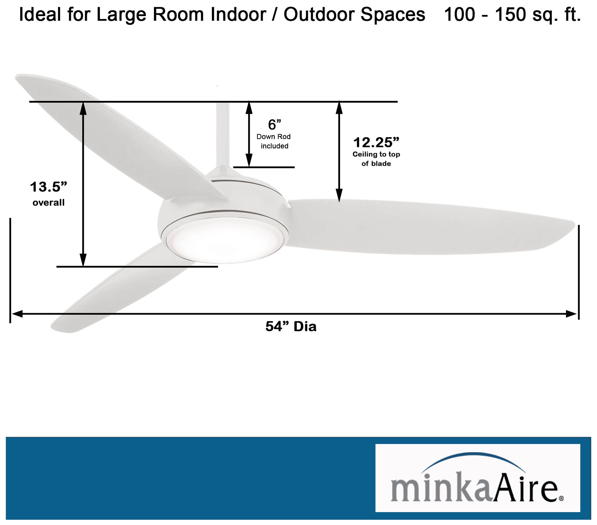 54" Minka Aire Concept IV LED Wet Rated White Finish Smart Ceiling Fan
