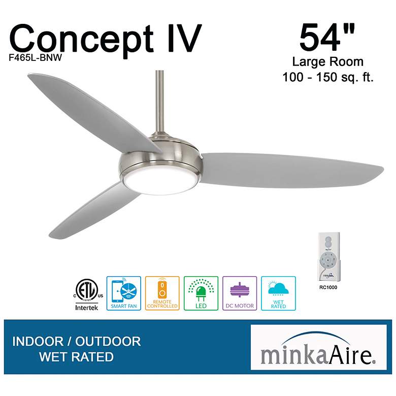 Image 4 54 inch Minka Aire Concept IV Nickel LED Wet Rated Smart Ceiling Fan more views