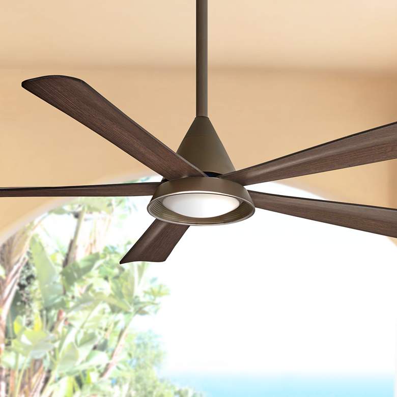 Image 1 54 inch Minka Aire Cone Bronze Wet Rated LED Ceiling Fan with Remote