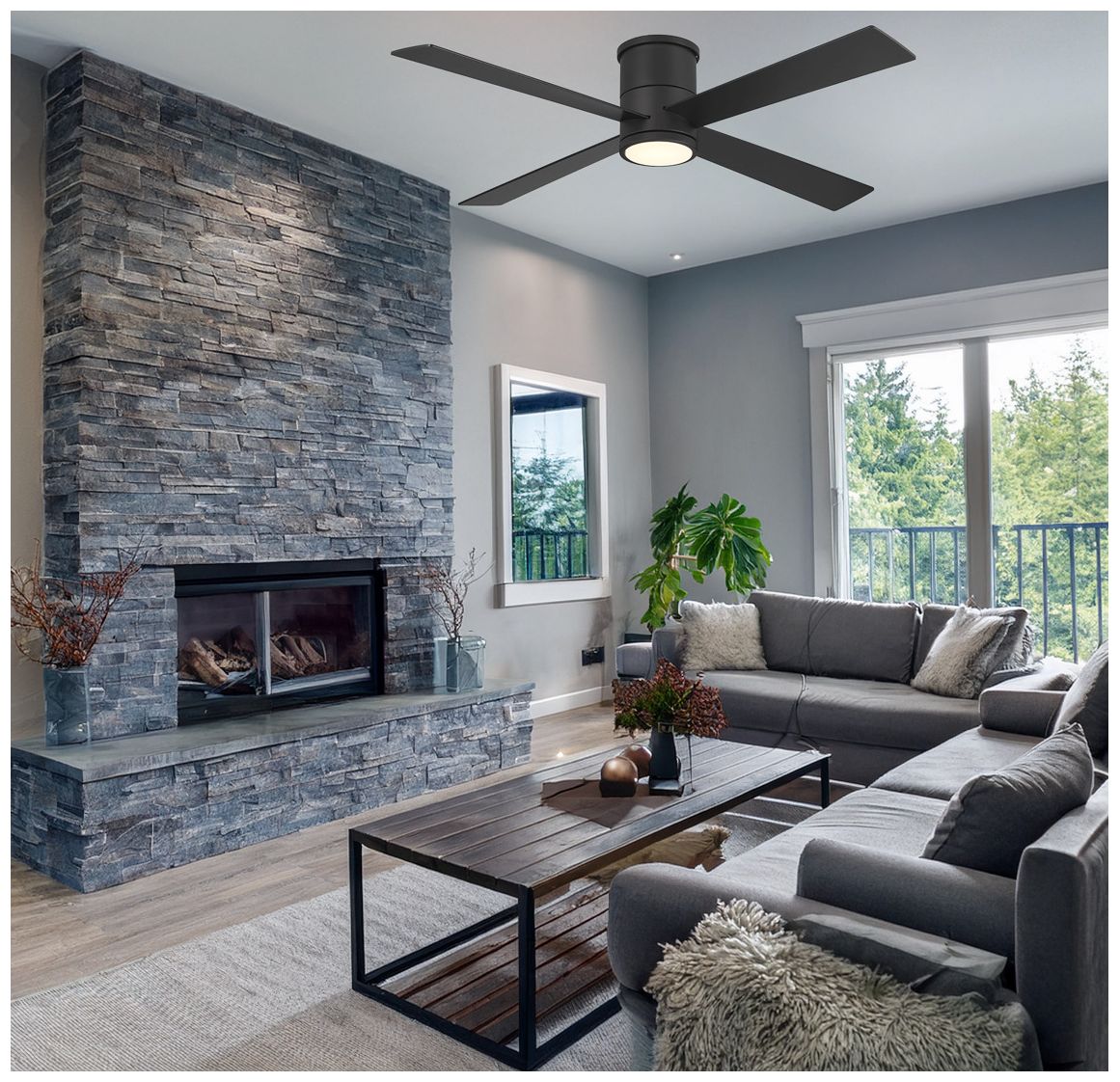 Image 5 54" Minka Aire Falco Flush Coal Black LED Ceiling Fan more views