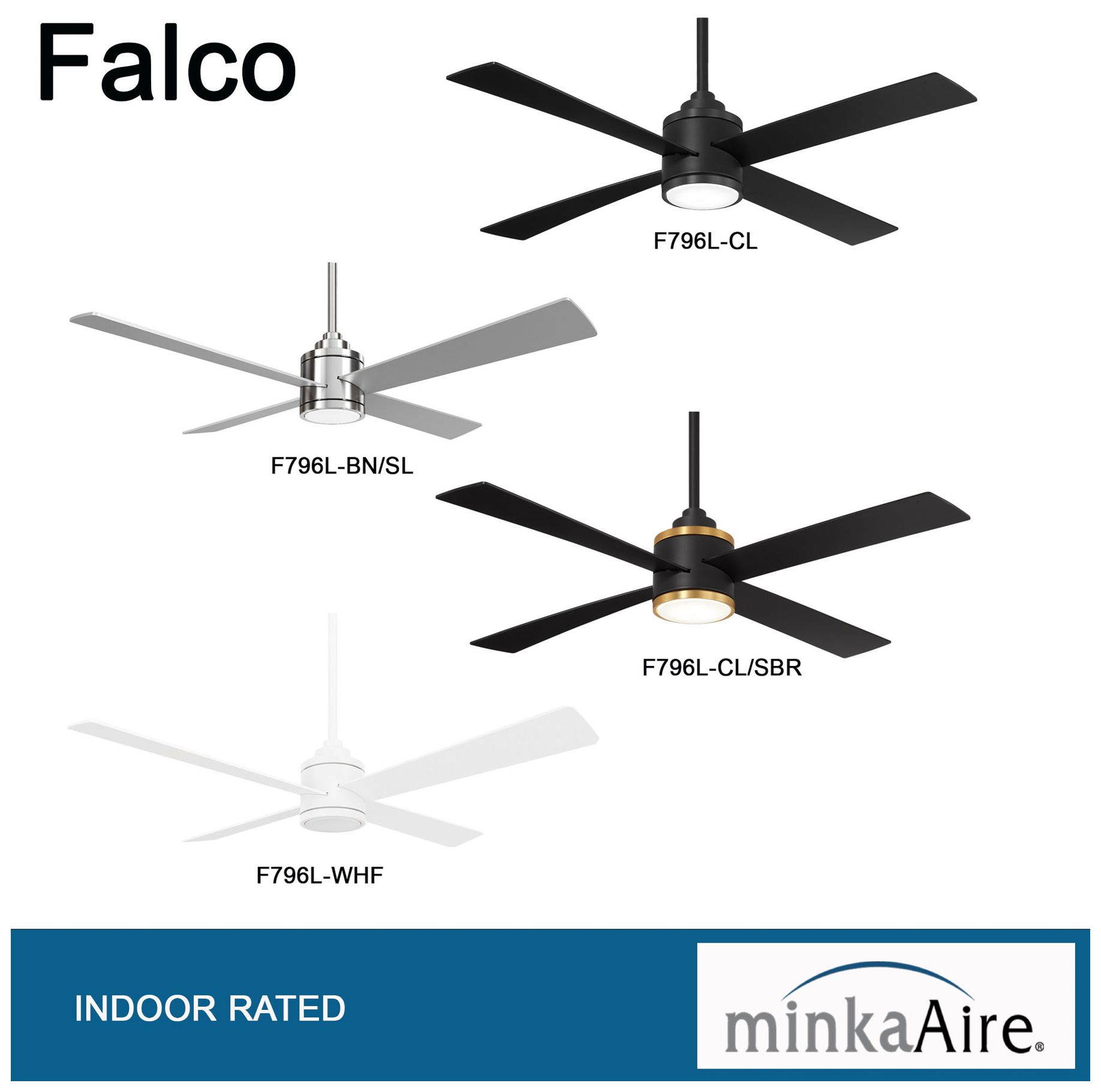 54" Minka Aire Falco Flush Coal Black LED Ceiling Fan
