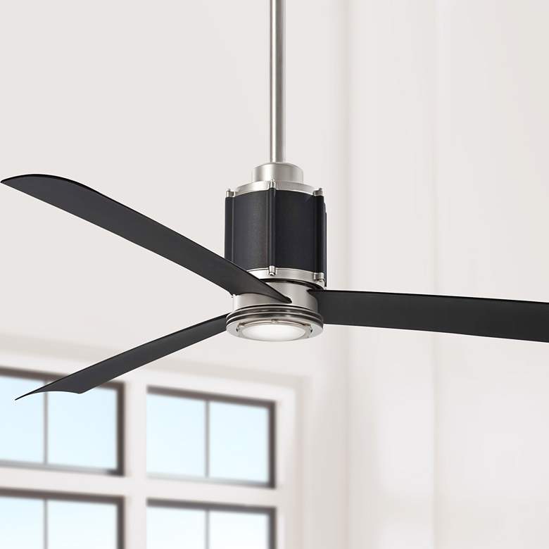Image 1 54 inch Minka Aire Gear Modern Black and Steel Ceiling Fan with Remote