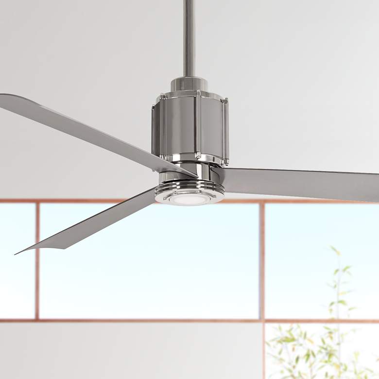 Image 1 54 inch Minka Aire Gear Polished Nickel LED Ceiling Fan with Remote