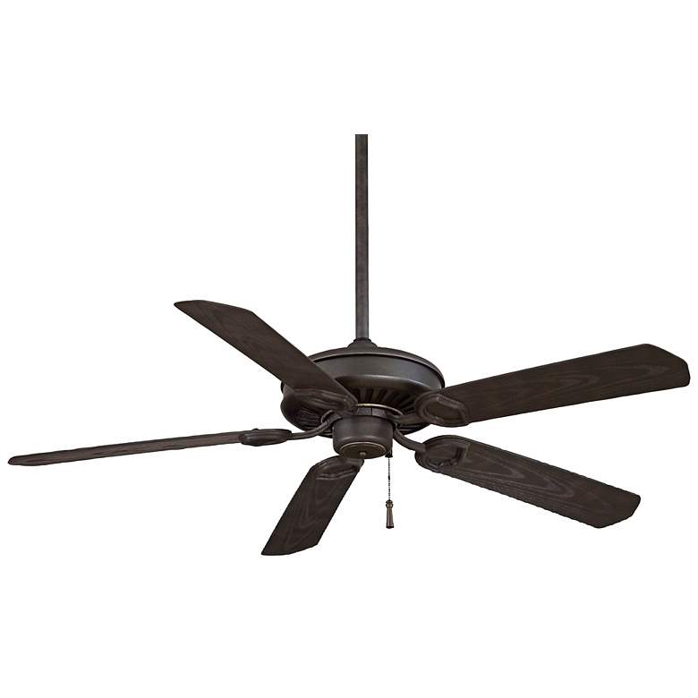 Image 2 54" Minka Aire Iron Sundowner Outdoor Ceiling Fan with Pull Chain