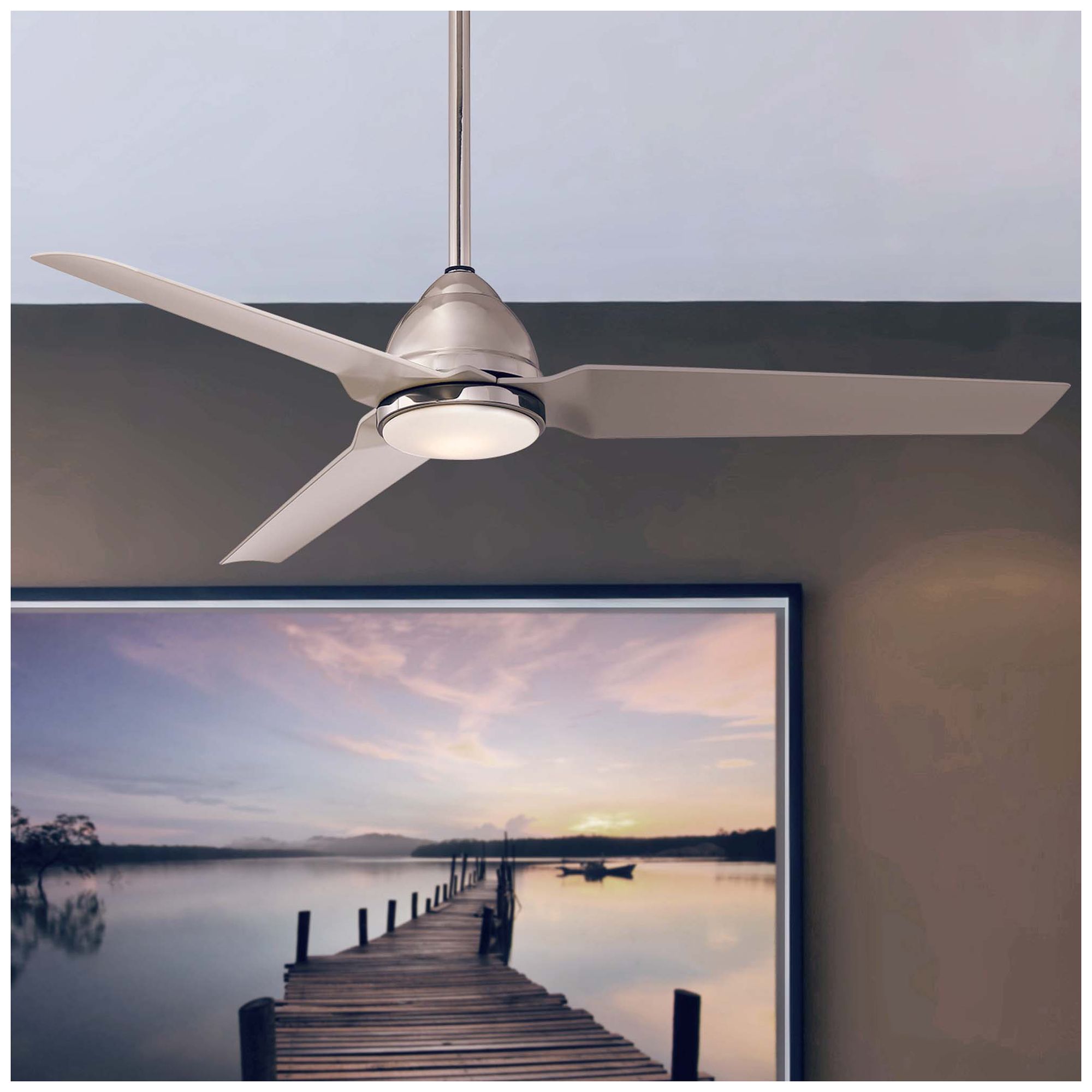 54" Minka Aire Java Brushed Nickel Wet Ceiling Fan with Remote Control