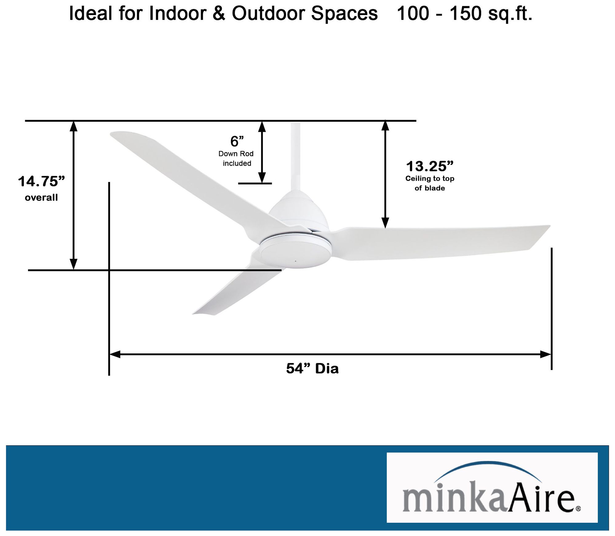 54" Minka Aire Java Flat White Wet Rated Ceiling Fan with Remote