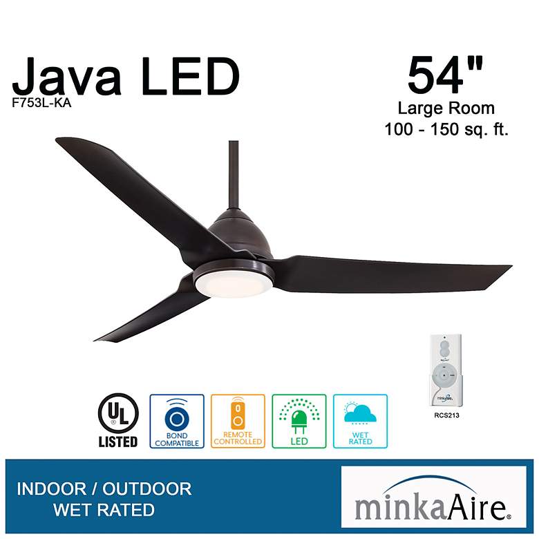 Image 4 54 inch Minka Aire Java Kocoa LED Ceiling Fan with Remote Control more views