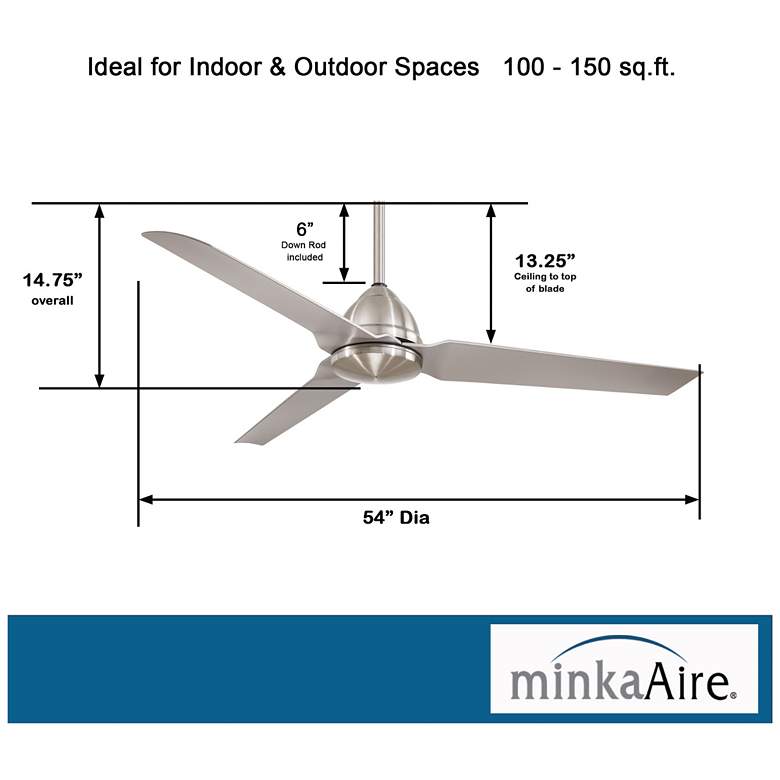 Image 5 54" Minka Aire Java Nickel Wet Location Modern Ceiling Fan with Remote more views