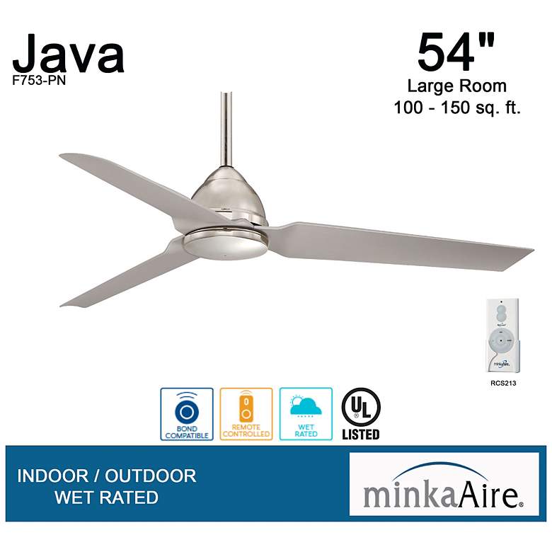 Image 7 54" Minka Aire Java Polished Nickel Ceiling Fan more views