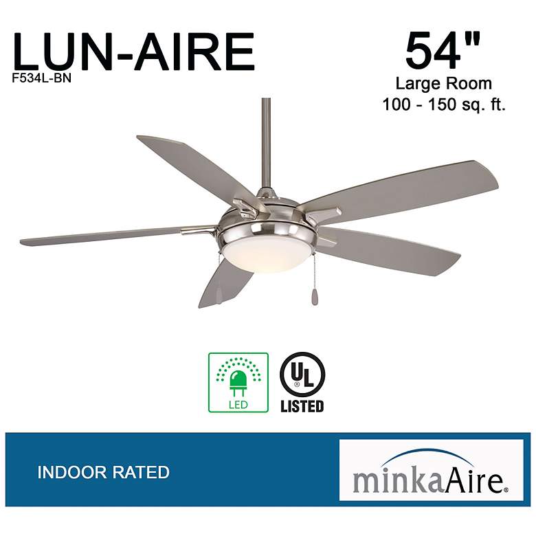 Image 7 54" Minka Aire Lun-Aire Brushed Nickel Pull Chain LED Ceiling Fan more views