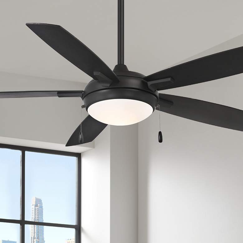 Image 1 54" Minka Aire Lun-Aire Coal Black LED Ceiling Fan with Pull Chain