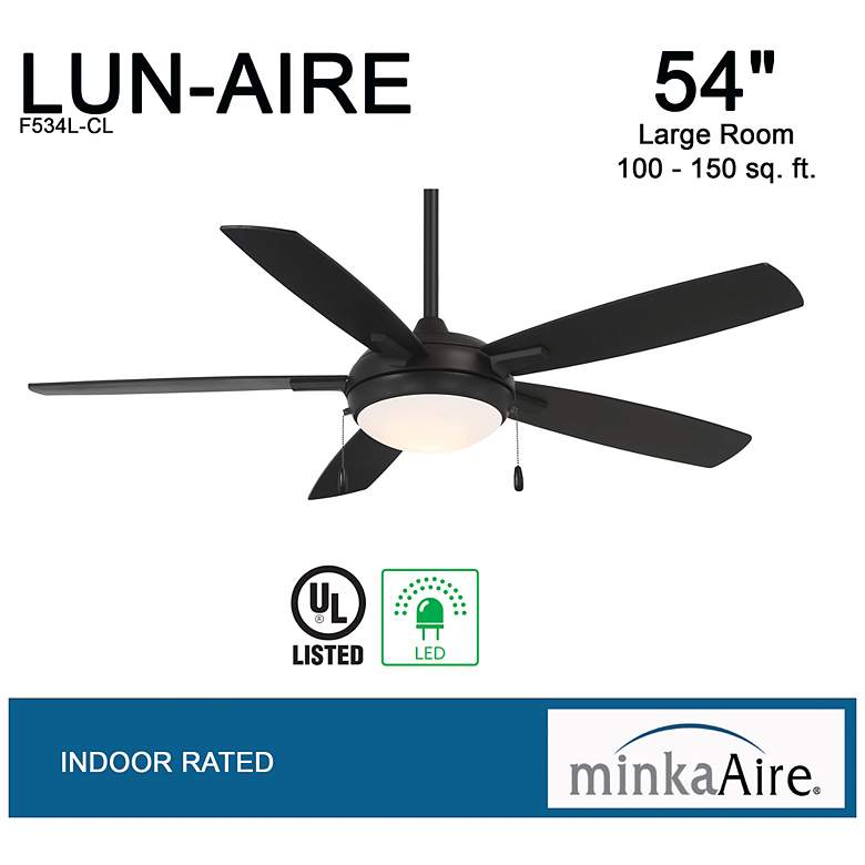 Image 6 54" Minka Aire Lun-Aire Coal Black LED Ceiling Fan with Pull Chain more views