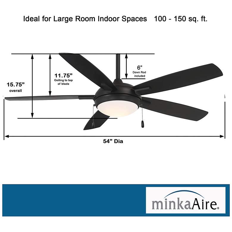 Image 7 54" Minka Aire Lun-Aire Coal Black LED Ceiling Fan with Pull Chain more views