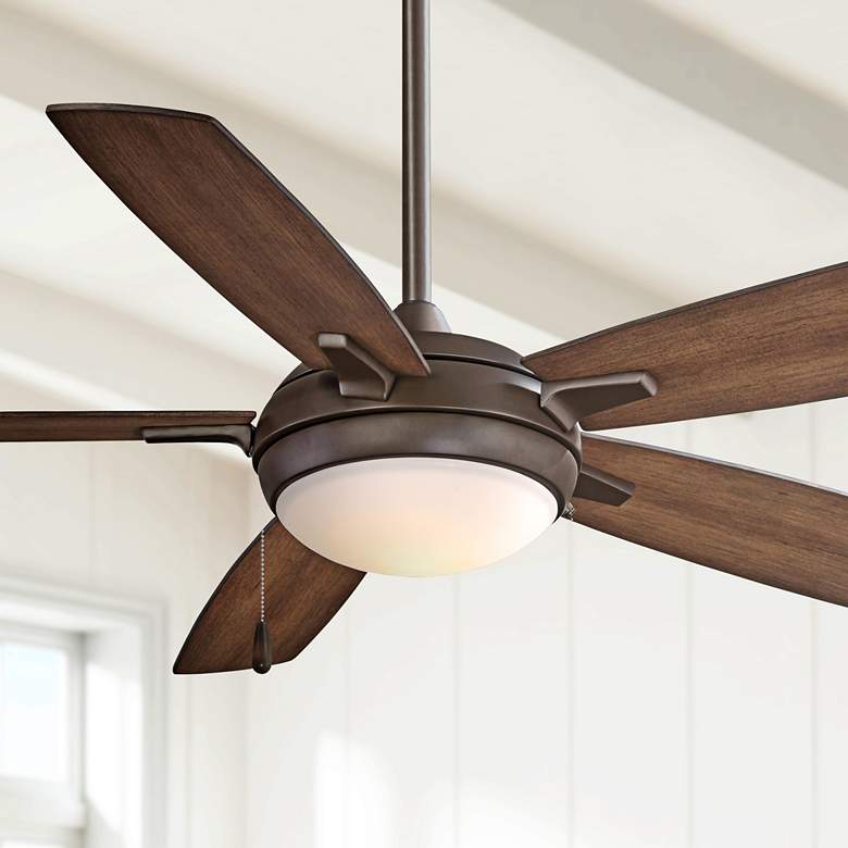Image 1 54 inch Minka Aire Lun-Aire Oil Rubbed Bronze LED Pull Chain Ceiling Fan