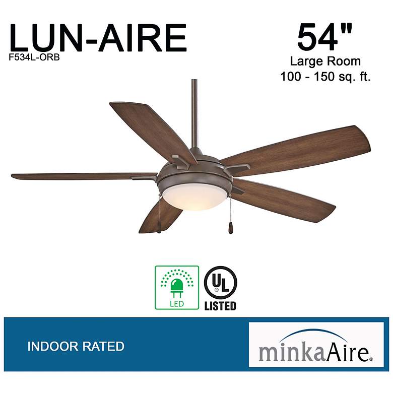 Image 7 54" Minka Aire Lun-Aire Oil Rubbed Bronze LED Pull Chain Ceiling Fan more views