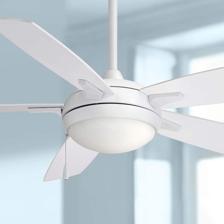 Image 1 54 inch Minka Aire Lun-Aire White LED Ceiling Fan with Pull Chain