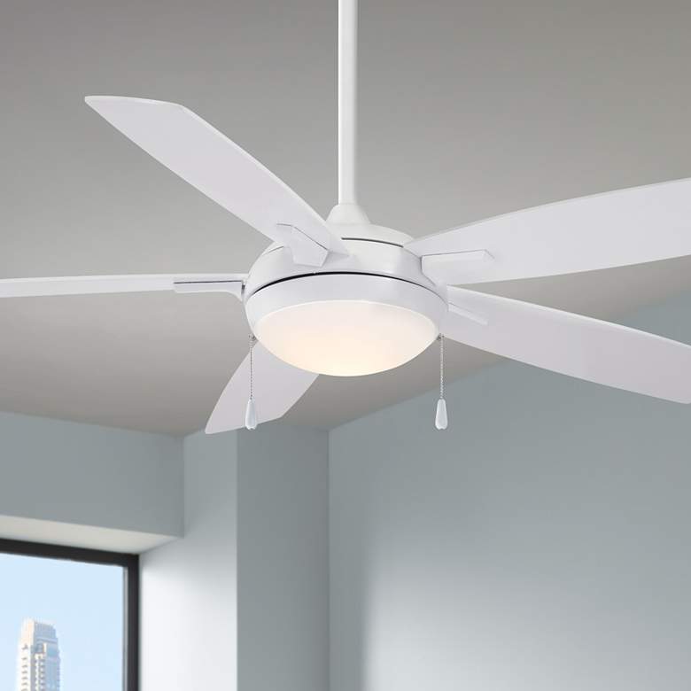 Image 1 54 inch Minka Aire Lun-Aire White LED Ceiling Fan with Pull Chain