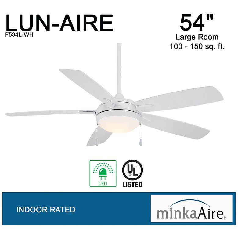 Image 7 54" Minka Aire Lun-Aire White LED Ceiling Fan with Pull Chain more views