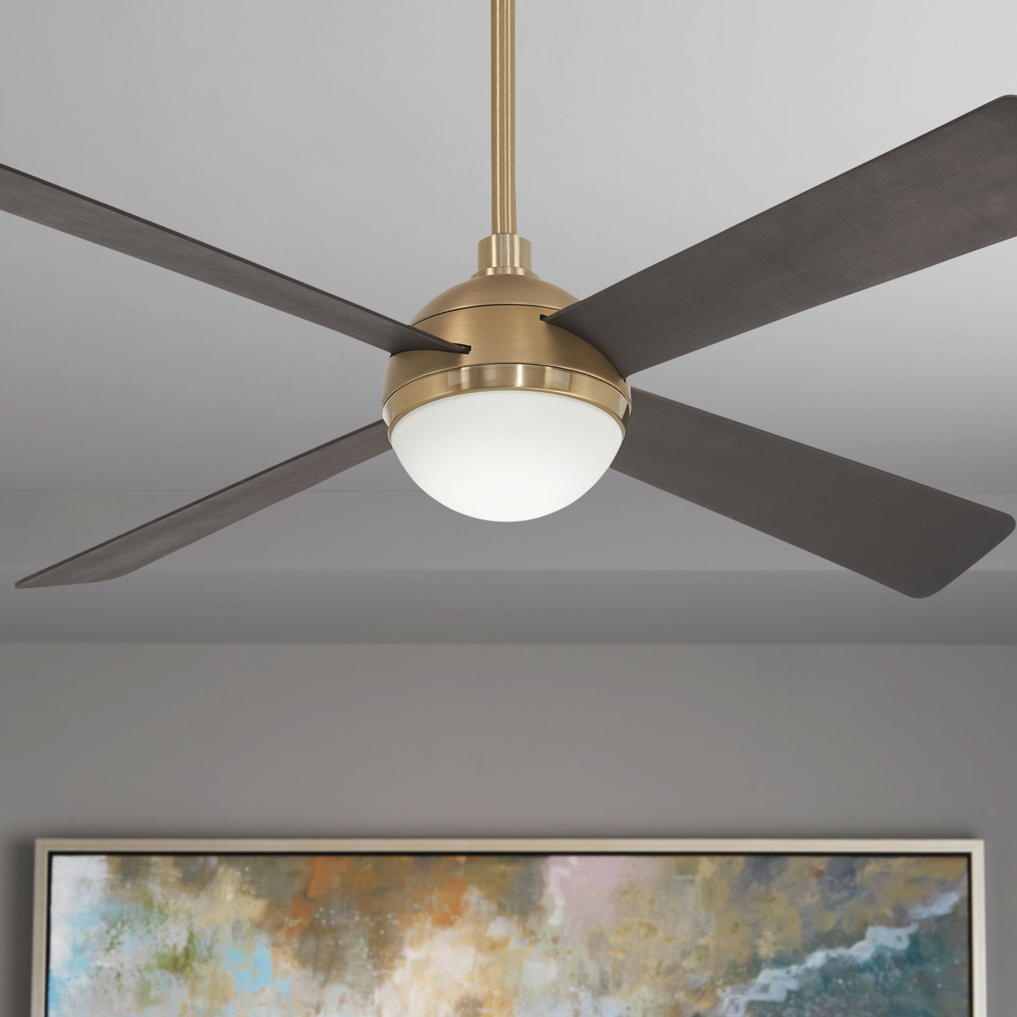 brushed gold ceiling fan with light